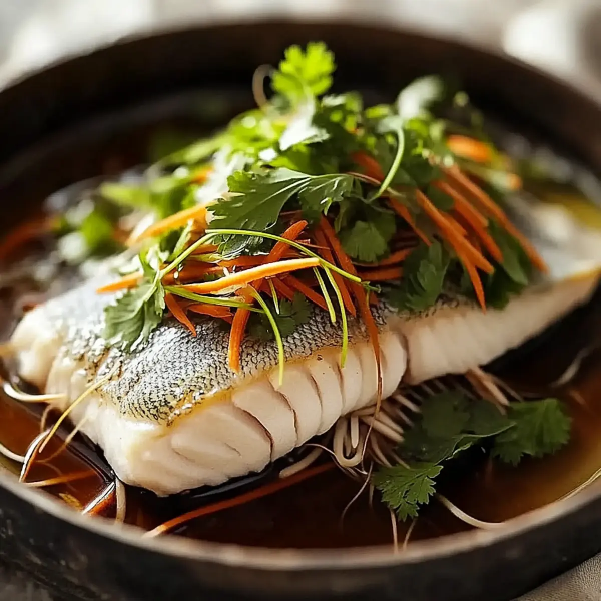 Steamed Fish with Ginger and Soy Sauce