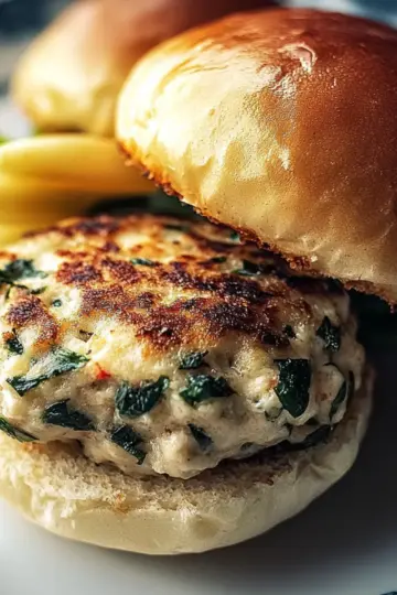 White Cheddar Spinach Chicken Burgers