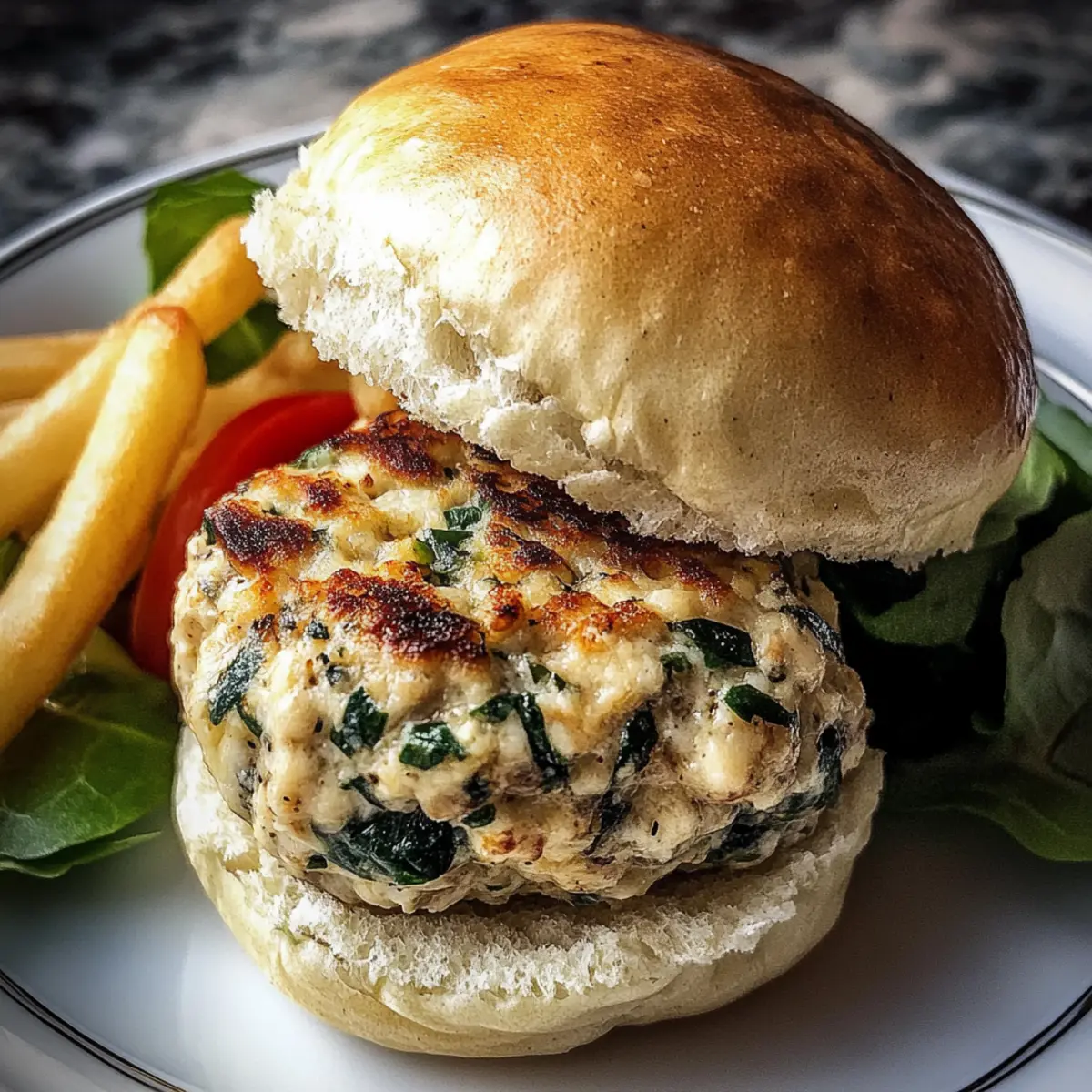 White Cheddar Spinach Chicken Burgers
