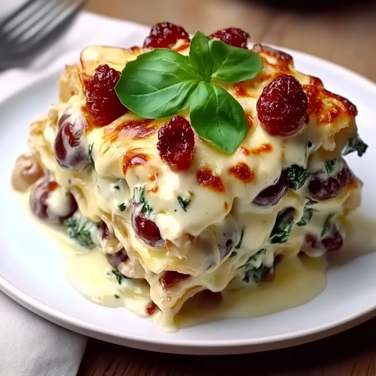 White Lasagna with Garlicky Greens & Mushrooms
