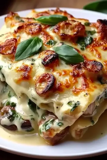 White Lasagna with Garlicky Greens & Mushrooms