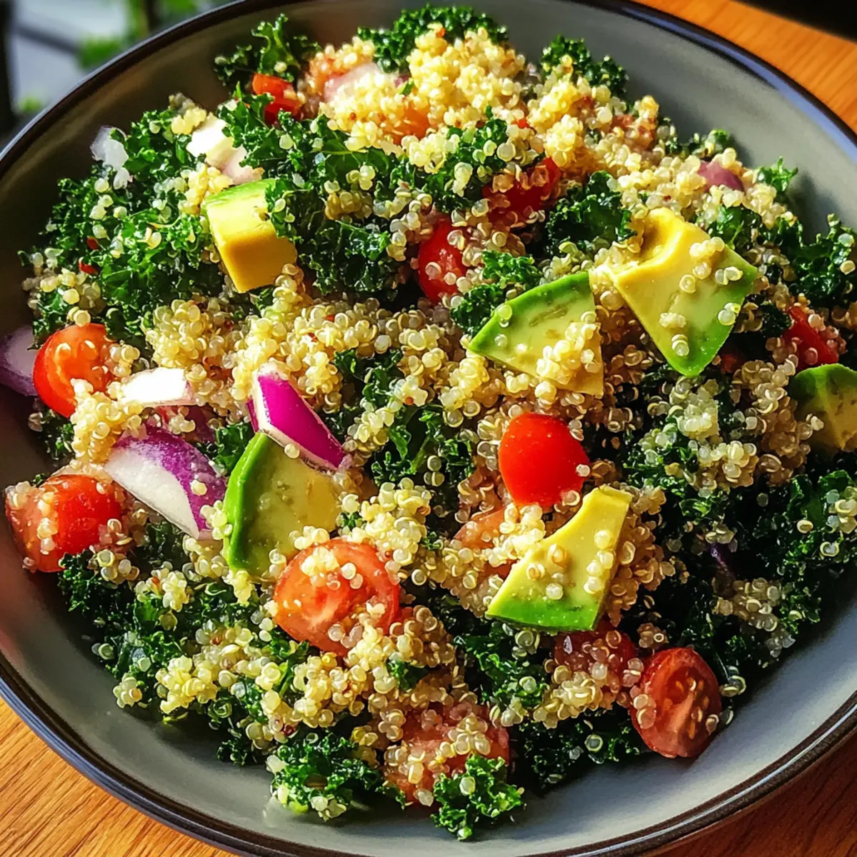 Zesty Quinoa and Kale Salad with Avocado Dressing