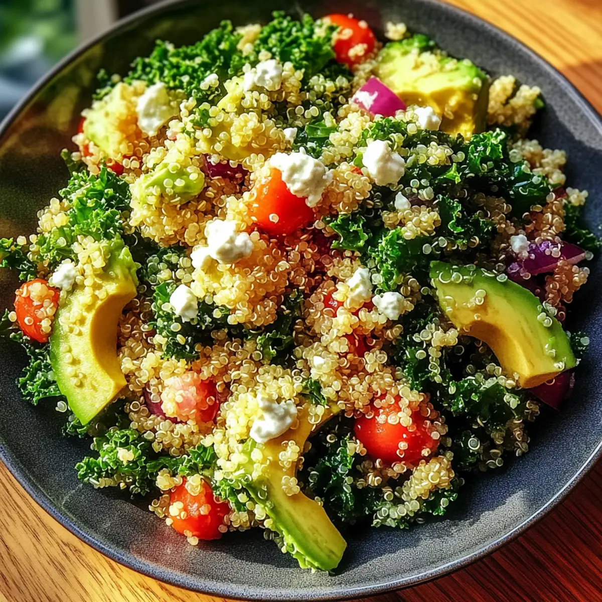 Zesty Quinoa and Kale Salad with Avocado Dressing