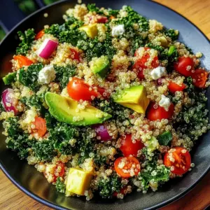 Zesty Quinoa and Kale Salad with Avocado Dressing
