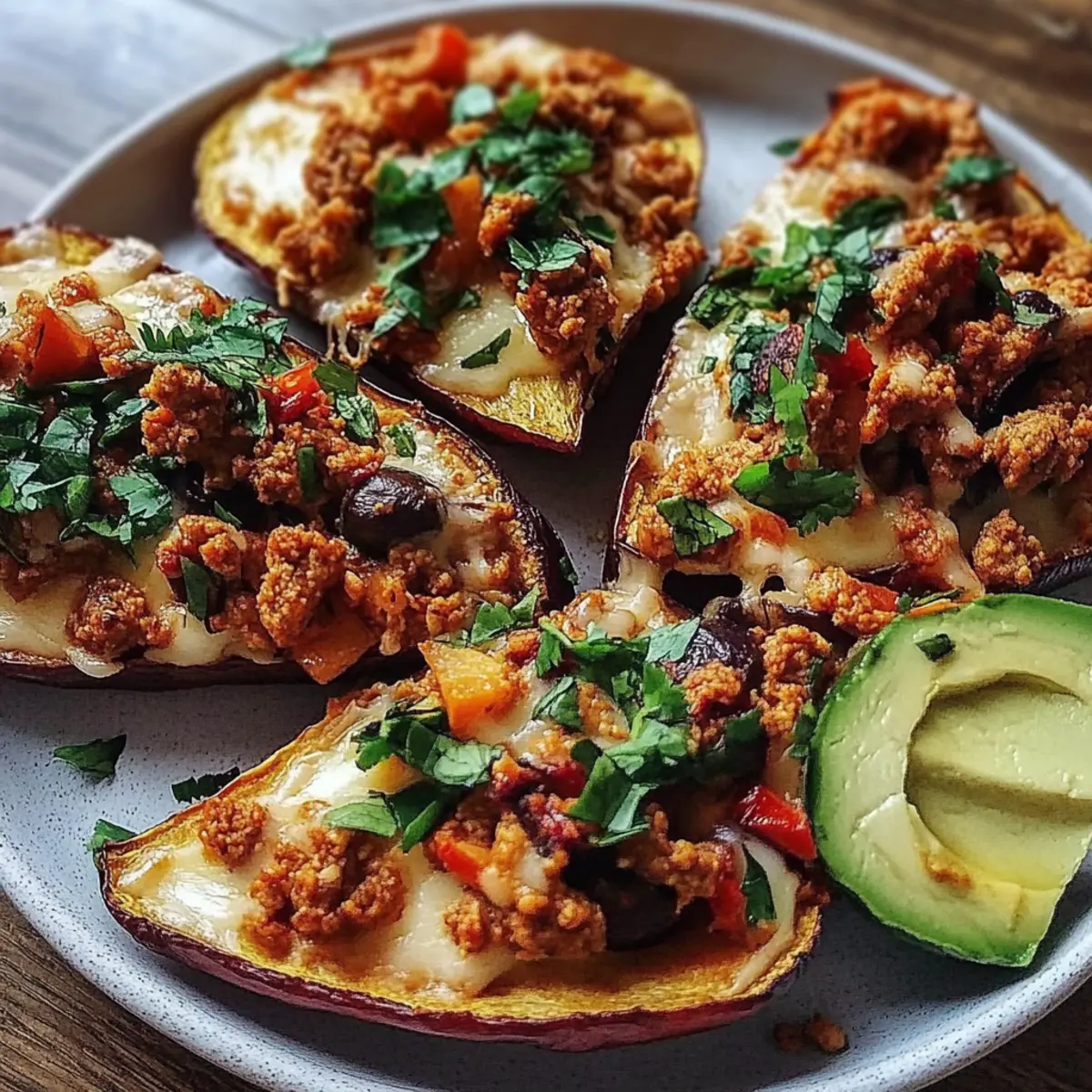 Avocado Turkey Chili Stuffed Sweet Potatoes