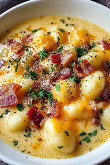 Bacon Cheddar Gnocchi Soup