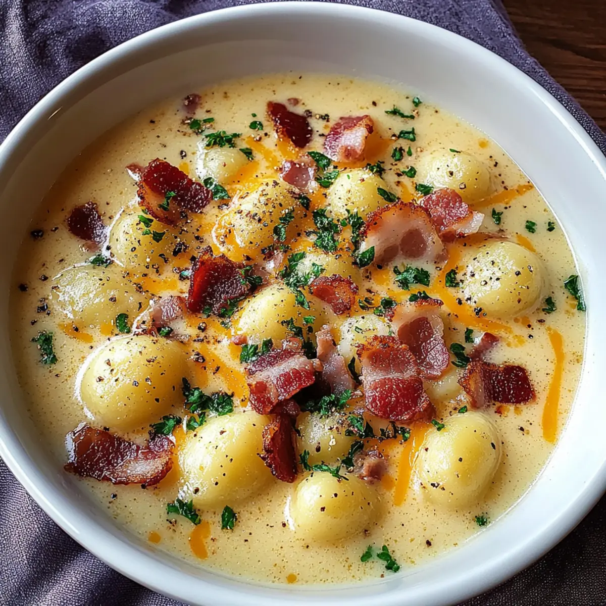 Bacon Cheddar Gnocchi Soup