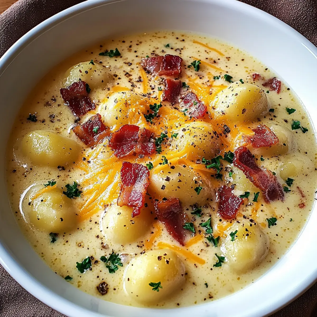 Bacon Cheddar Gnocchi Soup
