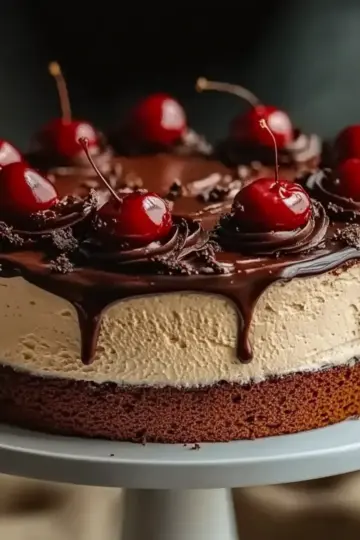 Black Forest-Inspired Chocolate, Vanilla Cherry & Mascarpone Layer Cake with Chocolate Ganache