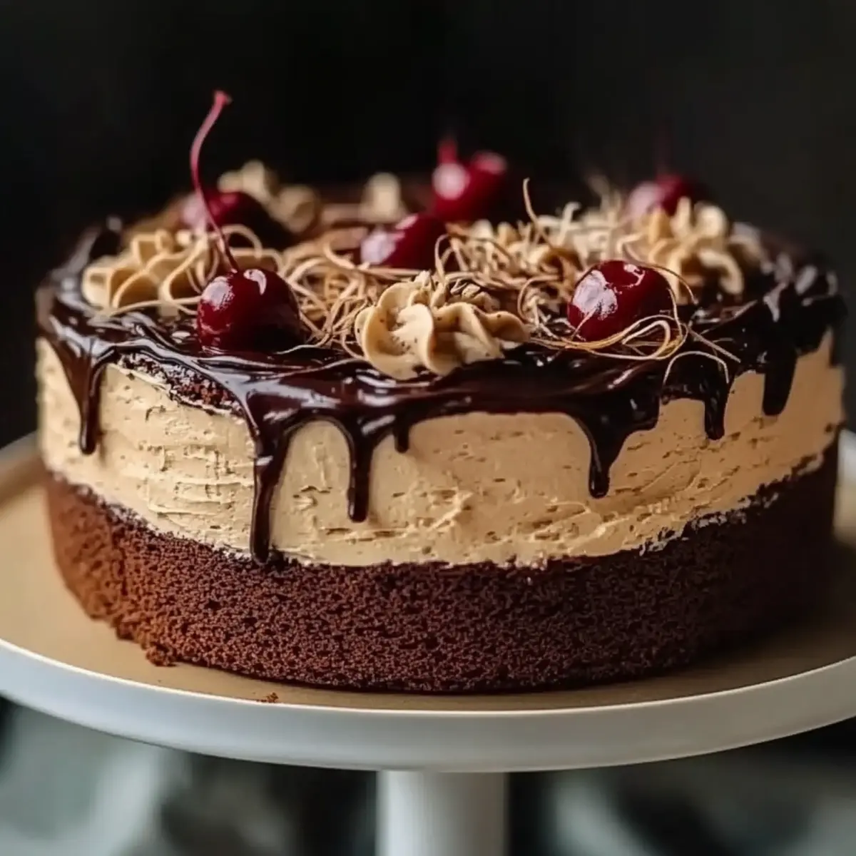 Black Forest-Inspired Chocolate, Vanilla Cherry & Mascarpone Layer Cake with Chocolate Ganache