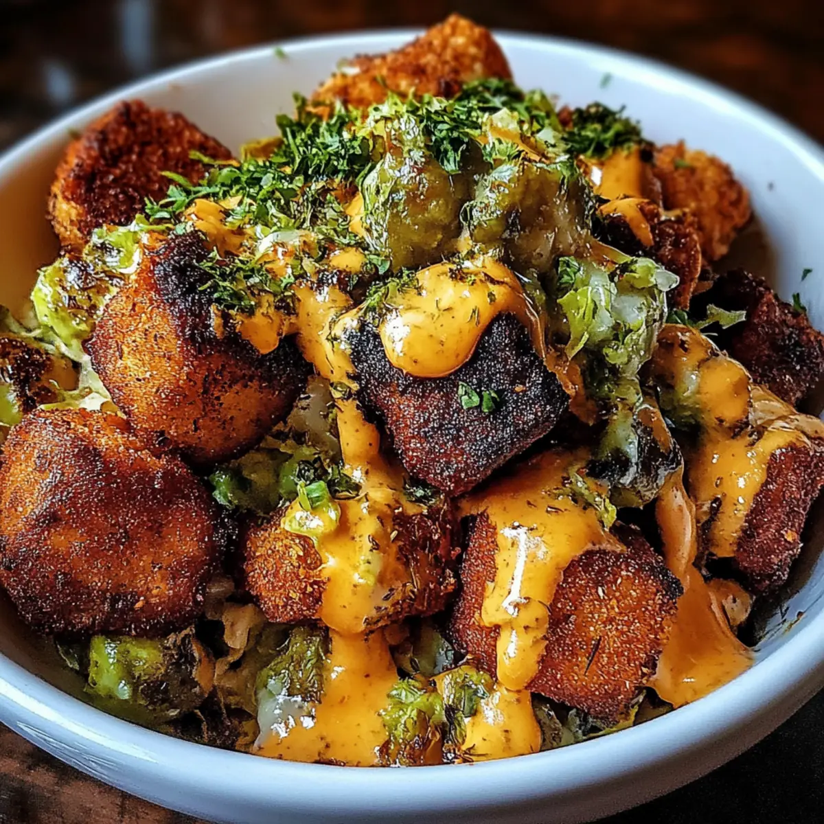 Buffalo Bites Bowl with Crispy Potatoes & Shaved Brussels