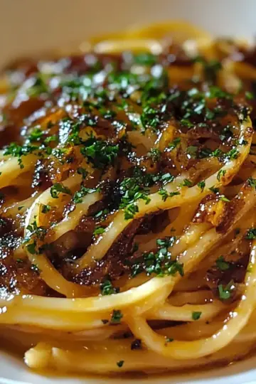 Caramelized Onion Pasta with Chilli Oil