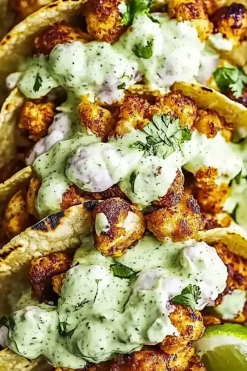 Cauliflower Tacos with Cilantro Lime Crema