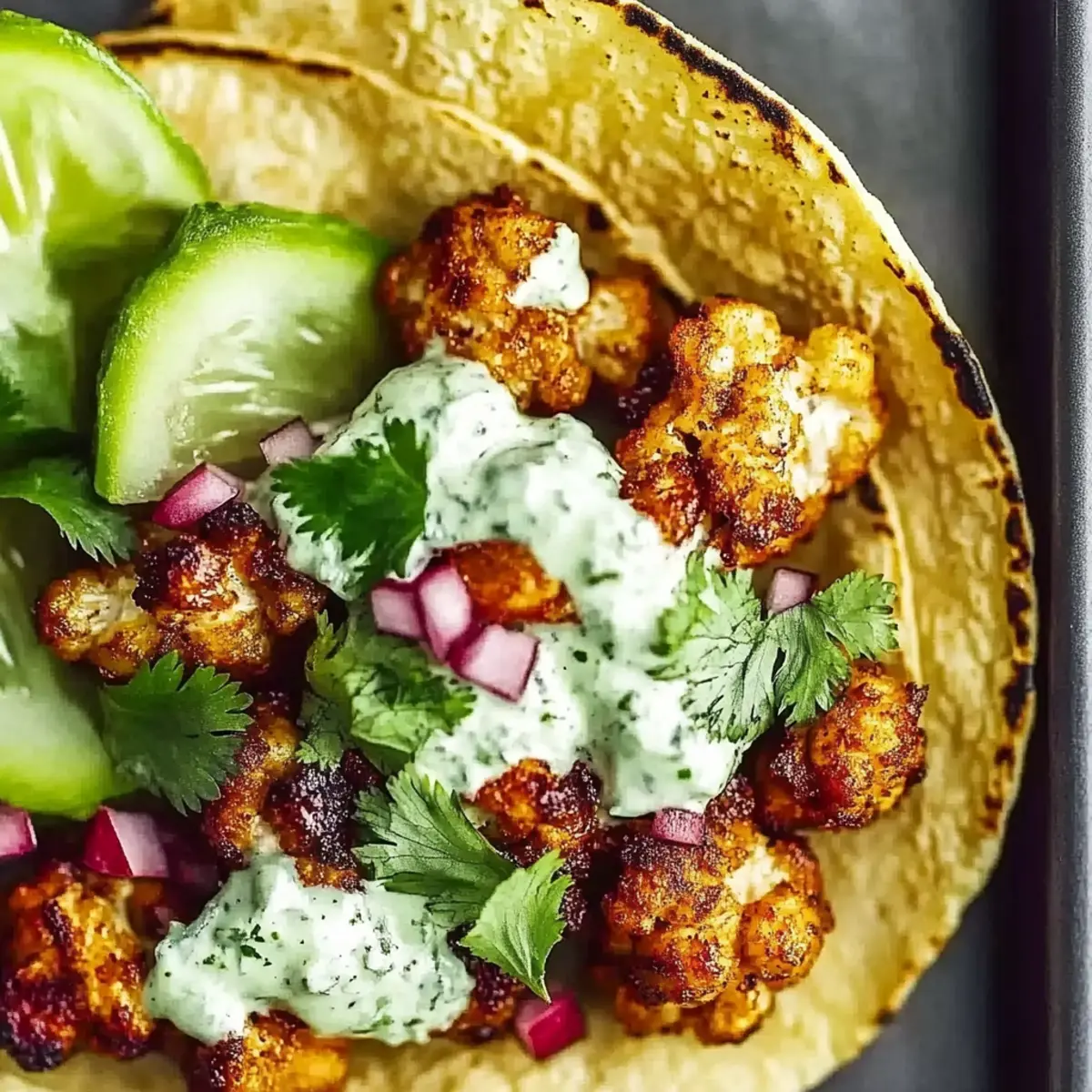Cauliflower Tacos with Cilantro Lime Crema