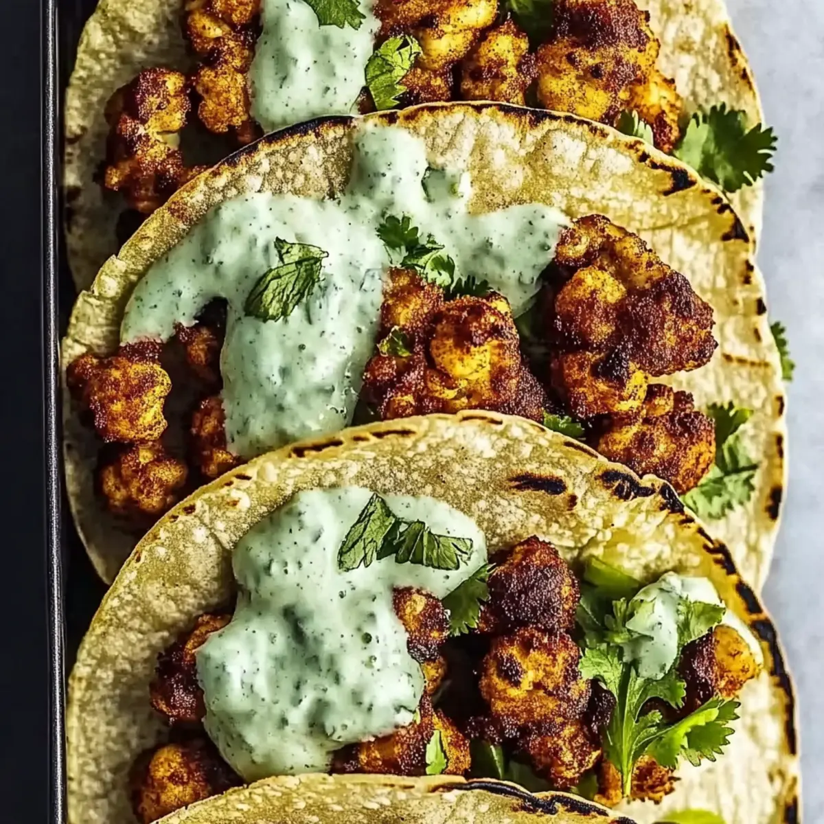 Cauliflower Tacos with Cilantro Lime Crema