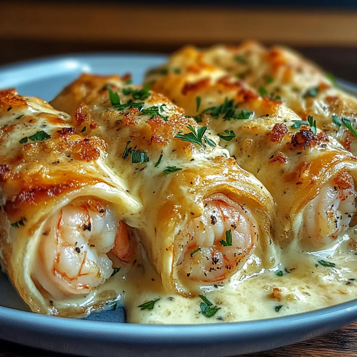 Cheesy Shrimp Alfredo Roll-Ups