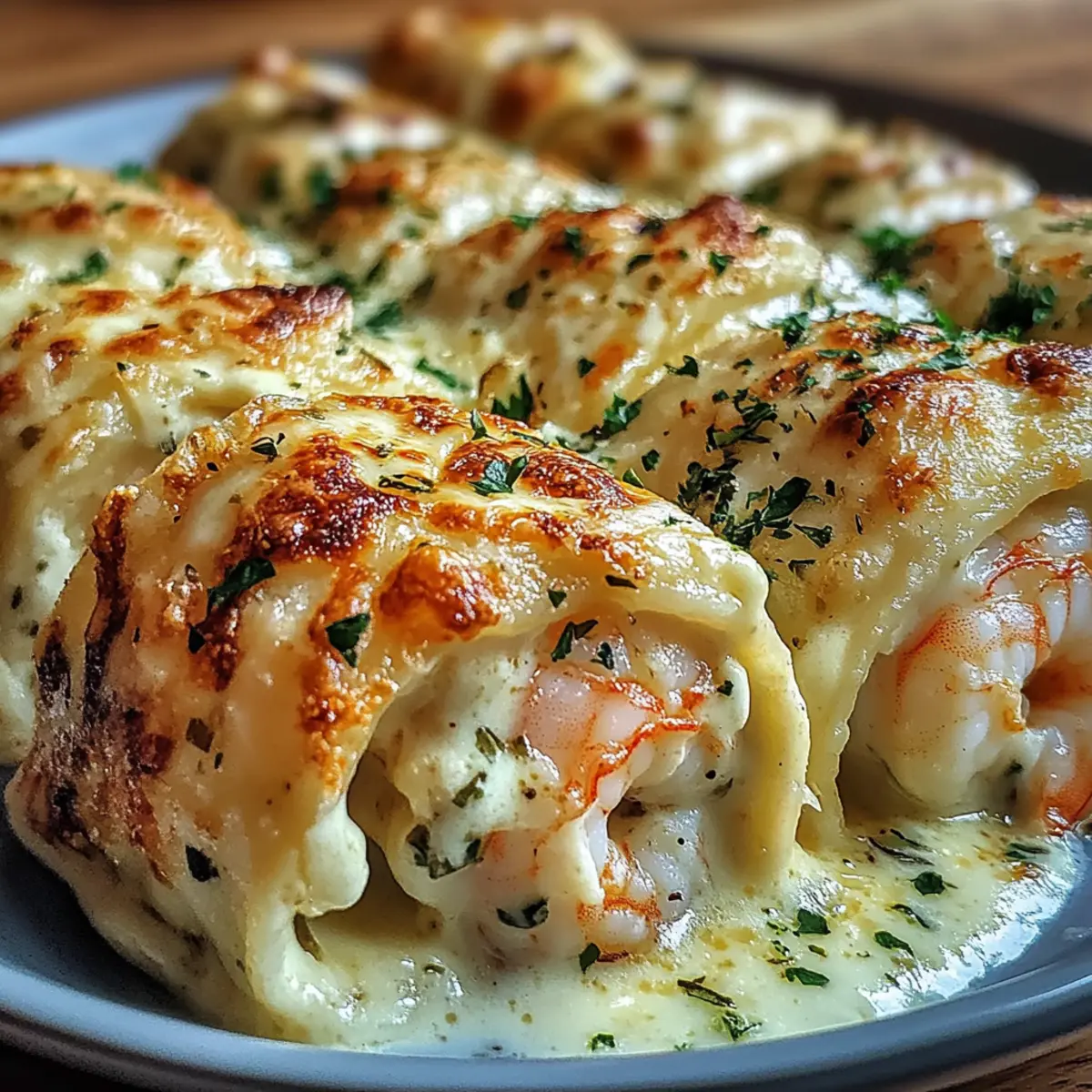 Cheesy Shrimp Alfredo Roll-Ups