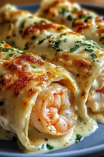 Cheesy Shrimp Alfredo Roll-Ups