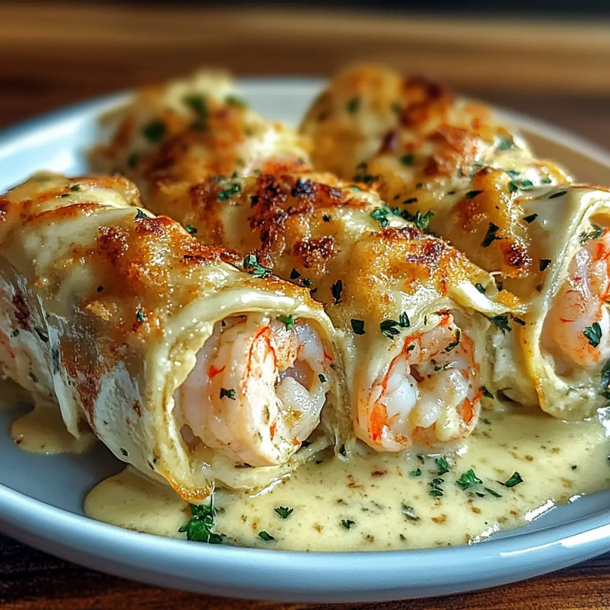 Cheesy Shrimp Alfredo Roll-Ups