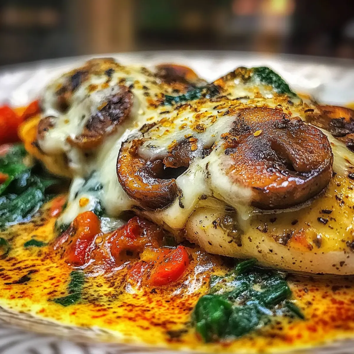 Chicken Spinach Mushroom Low Carb Oven Dish