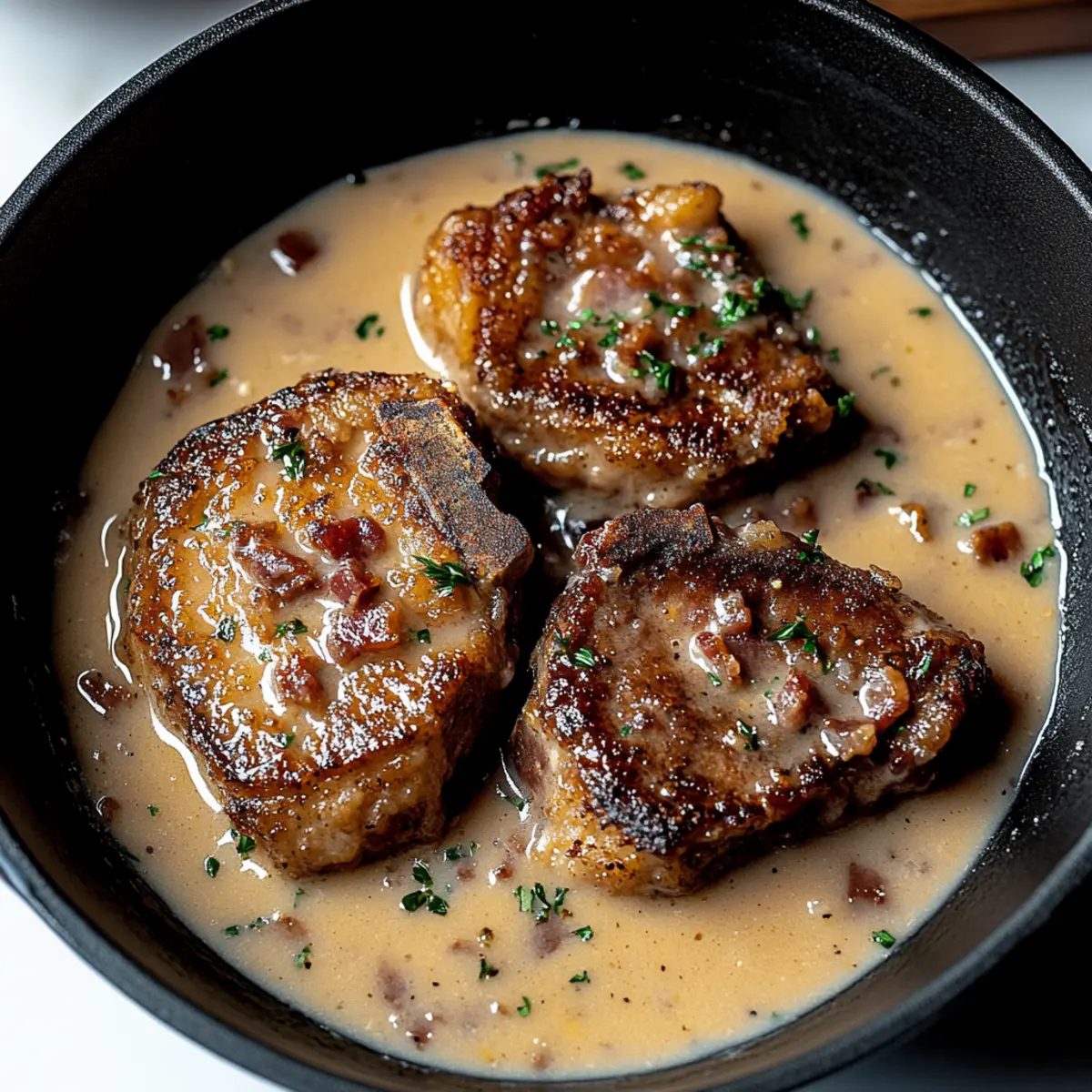 Country Fried Pork Chops with Bacon Gravy
