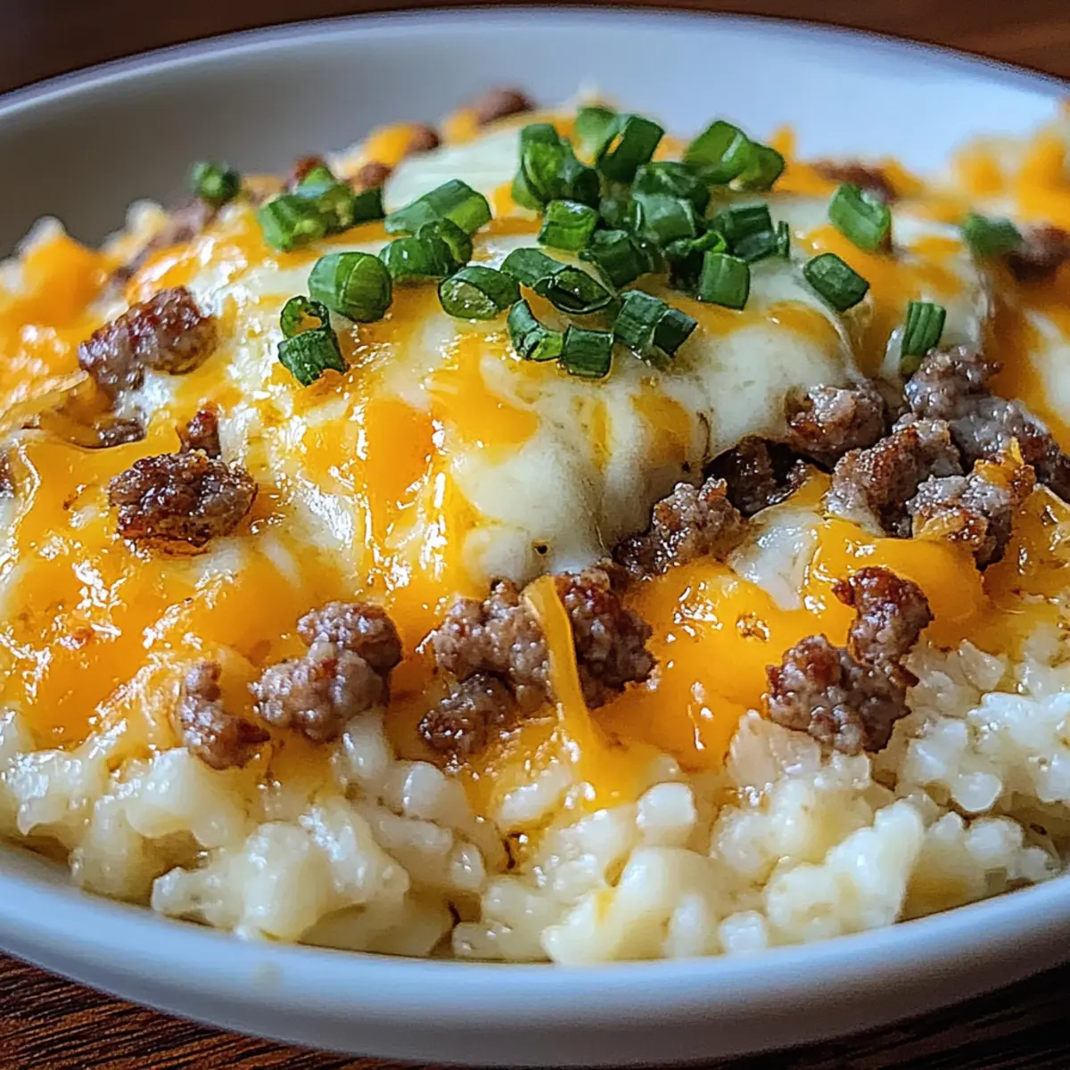 Creamy Garlic Butter Beef and Cheddar Rice