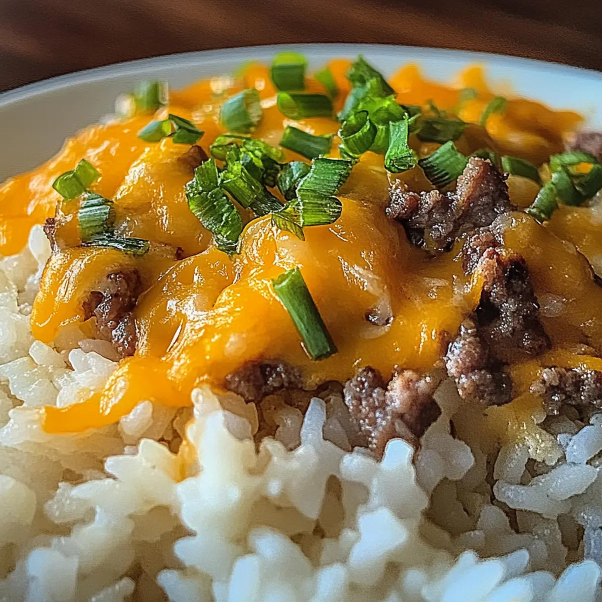 Creamy Garlic Butter Beef and Cheddar Rice