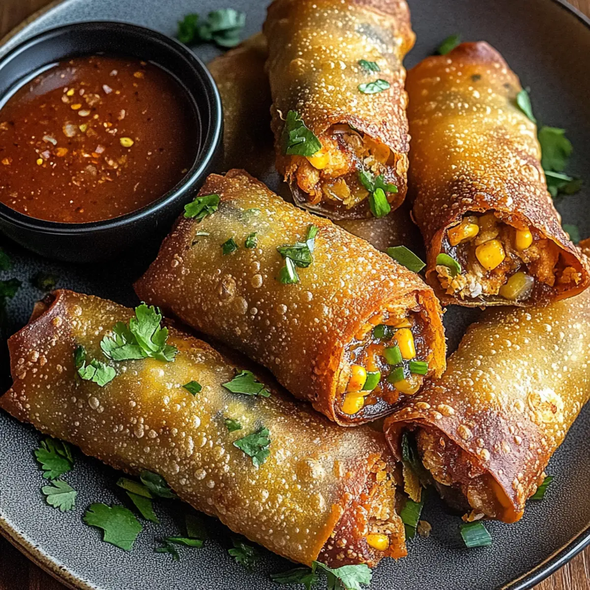 Crispy Baked Southwest Chicken Eggrolls with Spicy Dipping Sauce