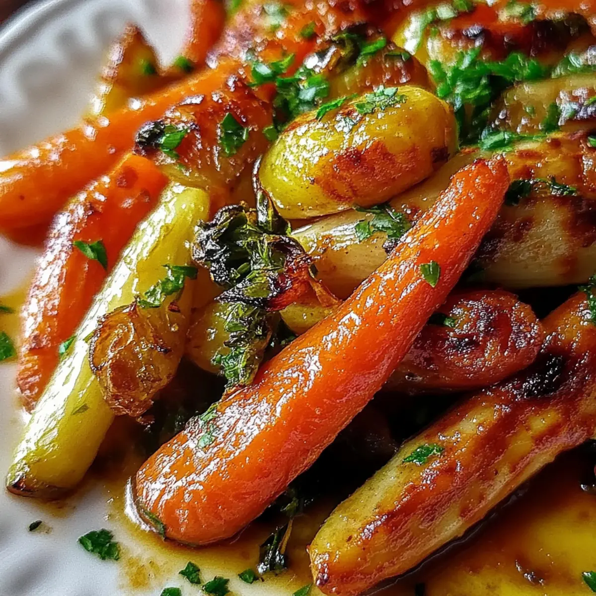 Crispy Maple Glazed Carrots and Brussel Sprouts