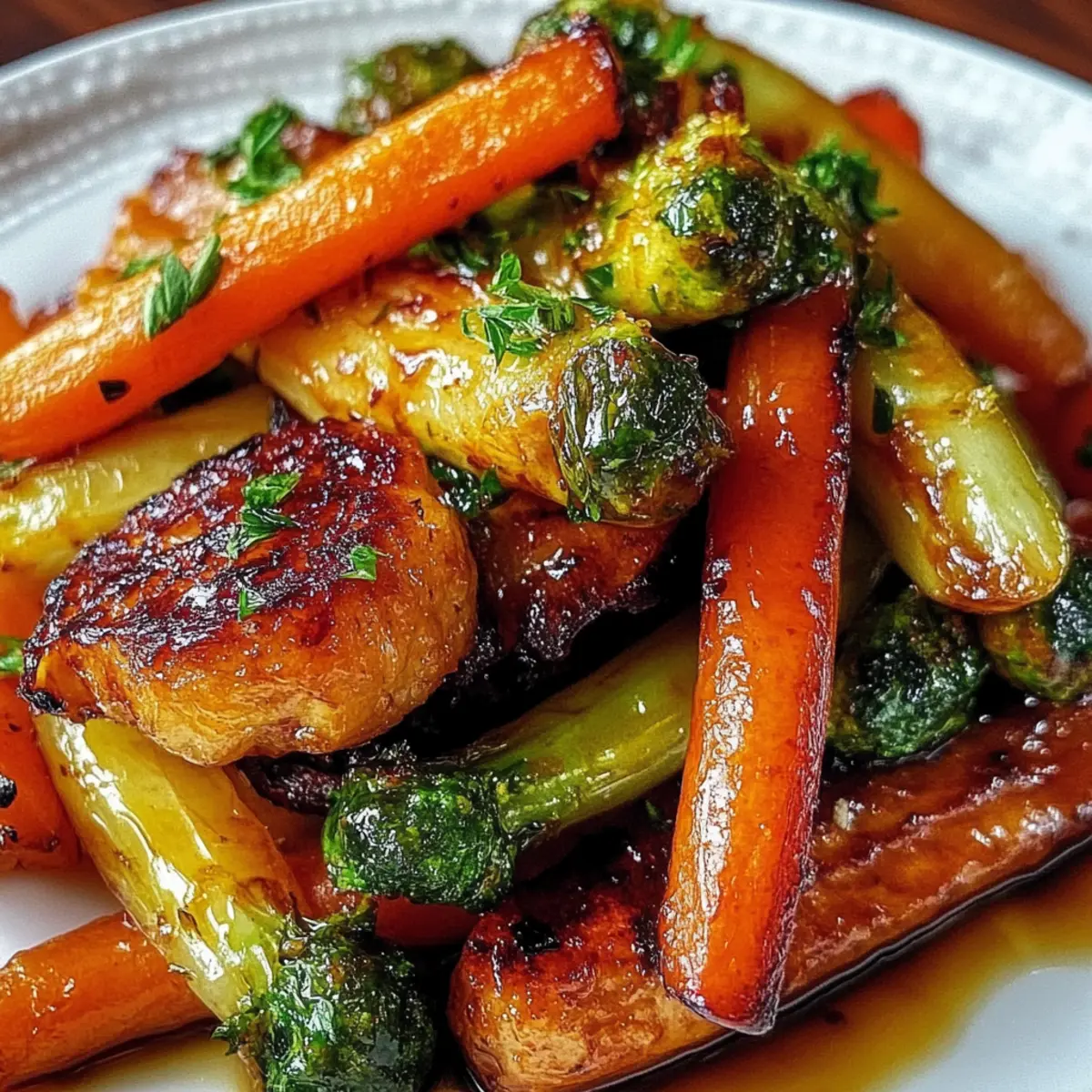 Crispy Maple Glazed Carrots and Brussel Sprouts