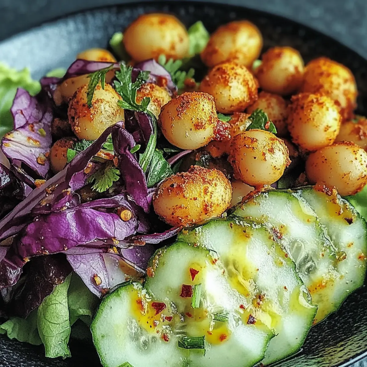 Divorce Salad with Spicy Chickpeas and Tangy Avocado Dressing