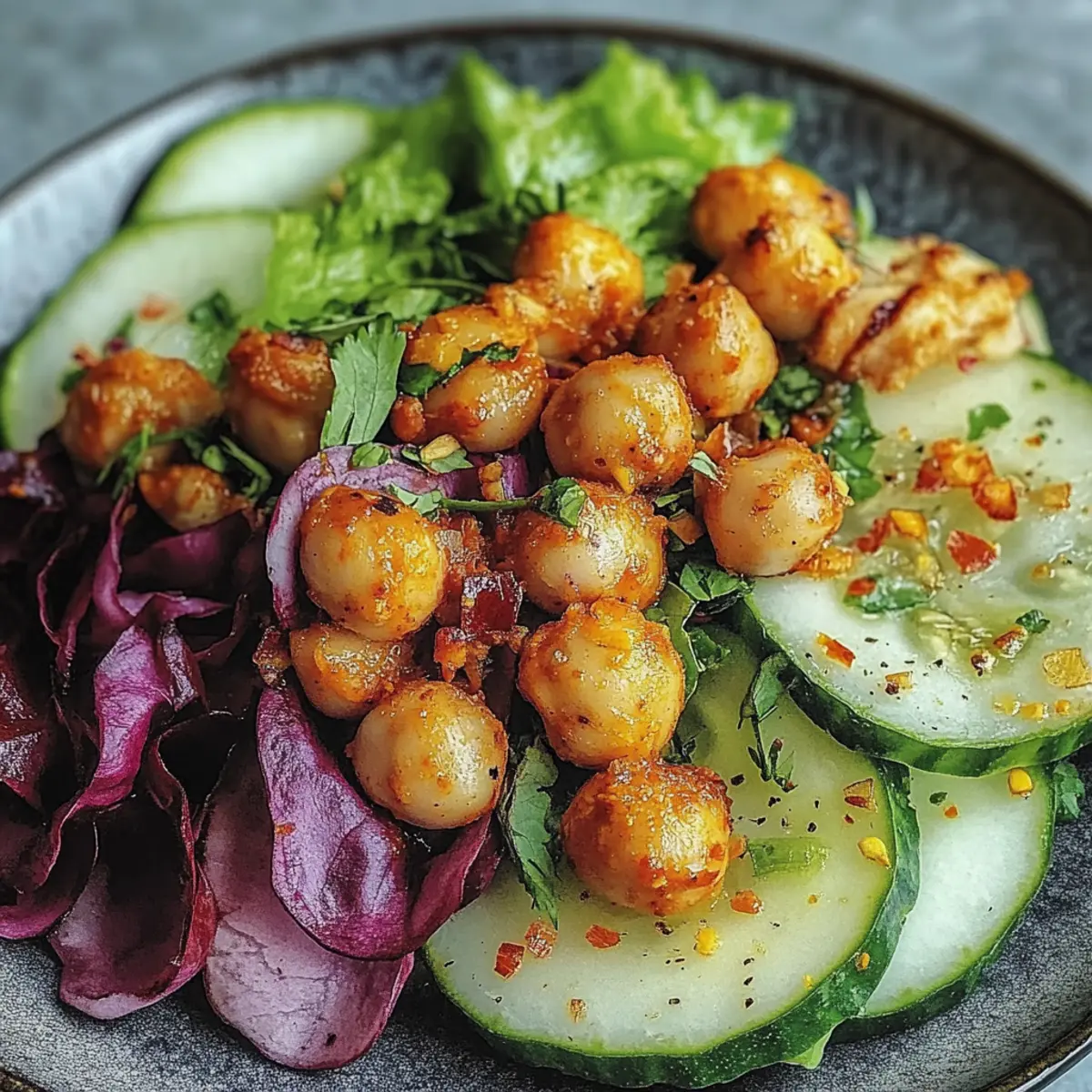 Divorce Salad with Spicy Chickpeas and Tangy Avocado Dressing