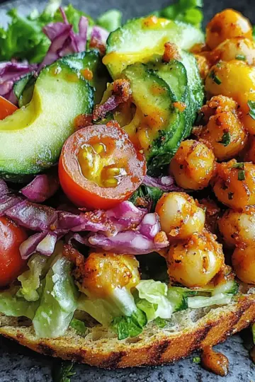 Divorce Salad with Spicy Chickpeas and Tangy Avocado Dressing