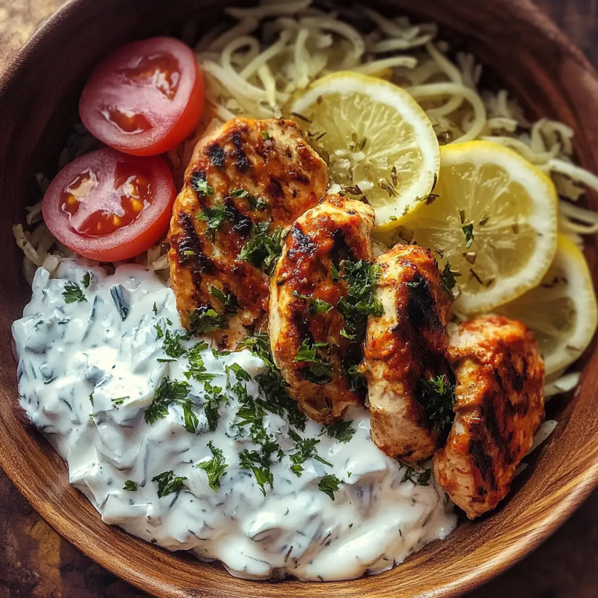 Greek Chicken Rice Bowl with Creamy Tzatziki