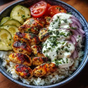 Greek Chicken Rice Bowl with Creamy Tzatziki