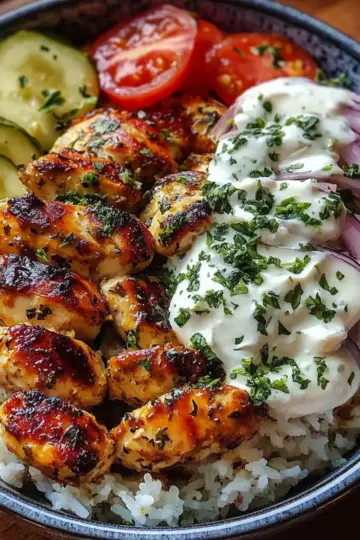 Greek Chicken Rice Bowl with Creamy Tzatziki