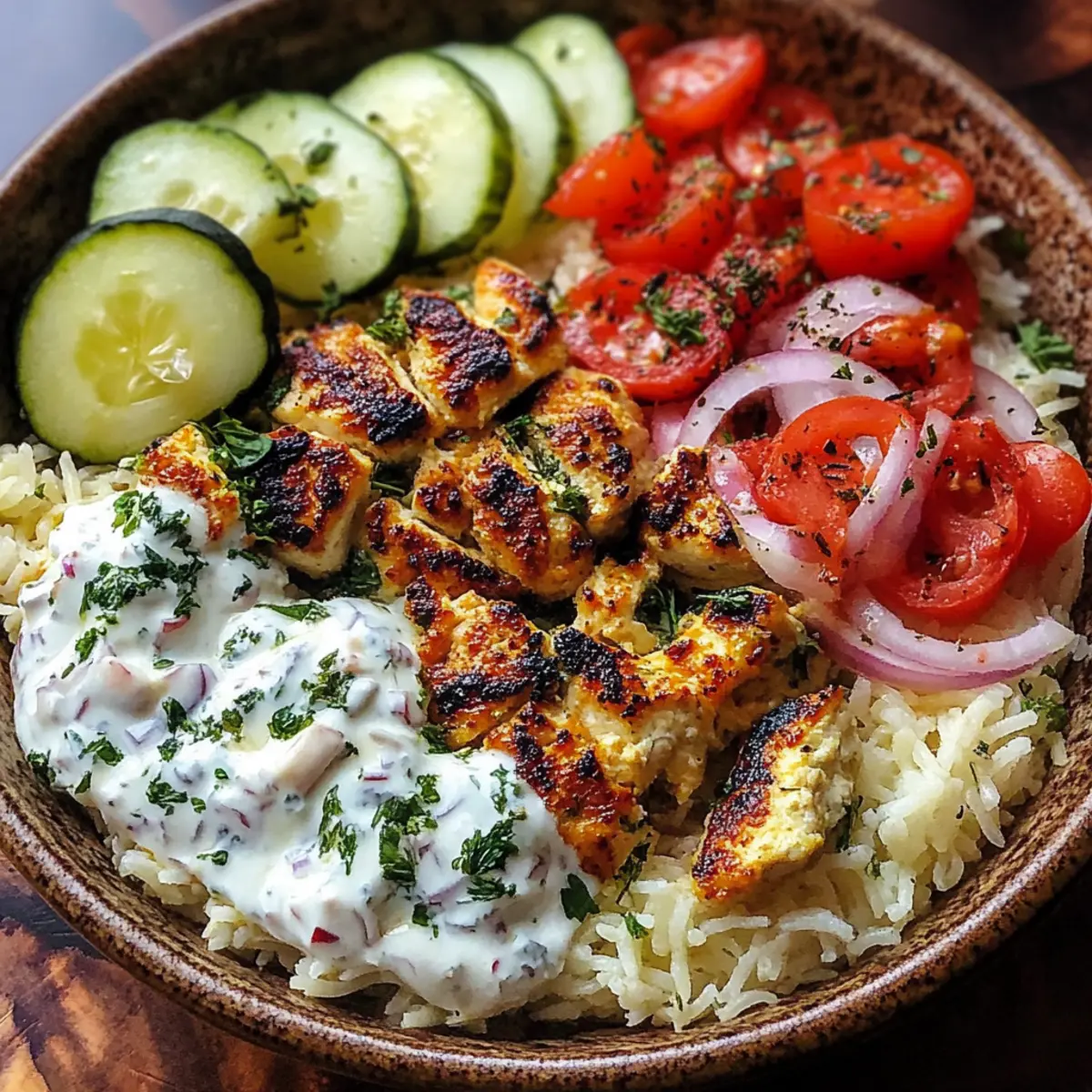 Greek Chicken Rice Bowl with Creamy Tzatziki