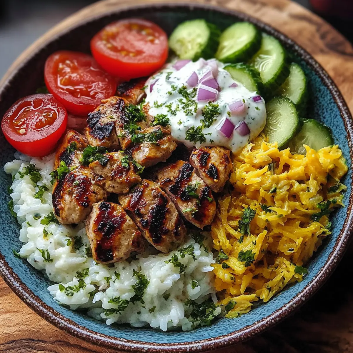 Greek Chicken Rice Bowl with Creamy Tzatziki