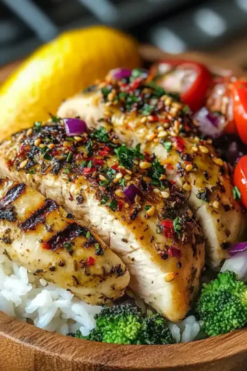 Healthy Lemon Garlic Chicken Meal Prep Bowls