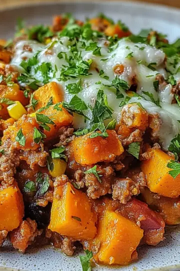 Healthy Sweet Potato and Ground Turkey Bake