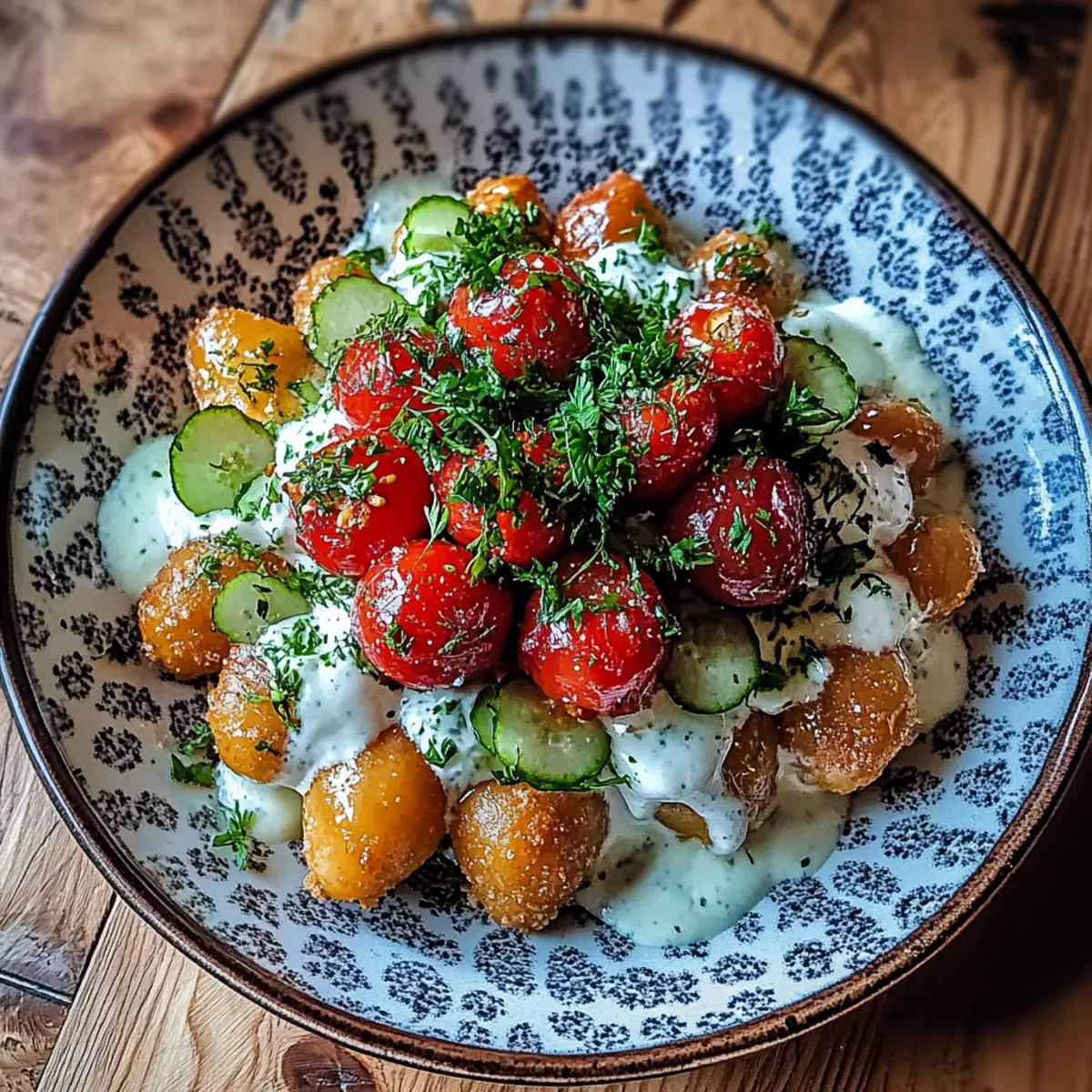 Knuspriger Gnocchi-Salat mit Joghurt-Dressing