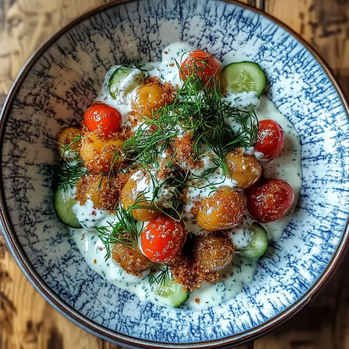 Knuspriger Gnocchi-Salat mit Joghurt-Dressing