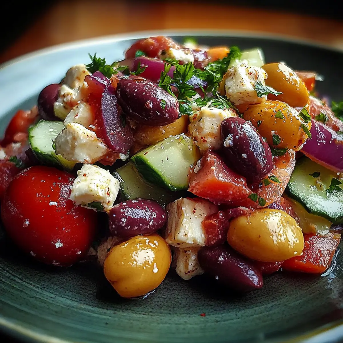 Mediterranean Bean Salad With Feta