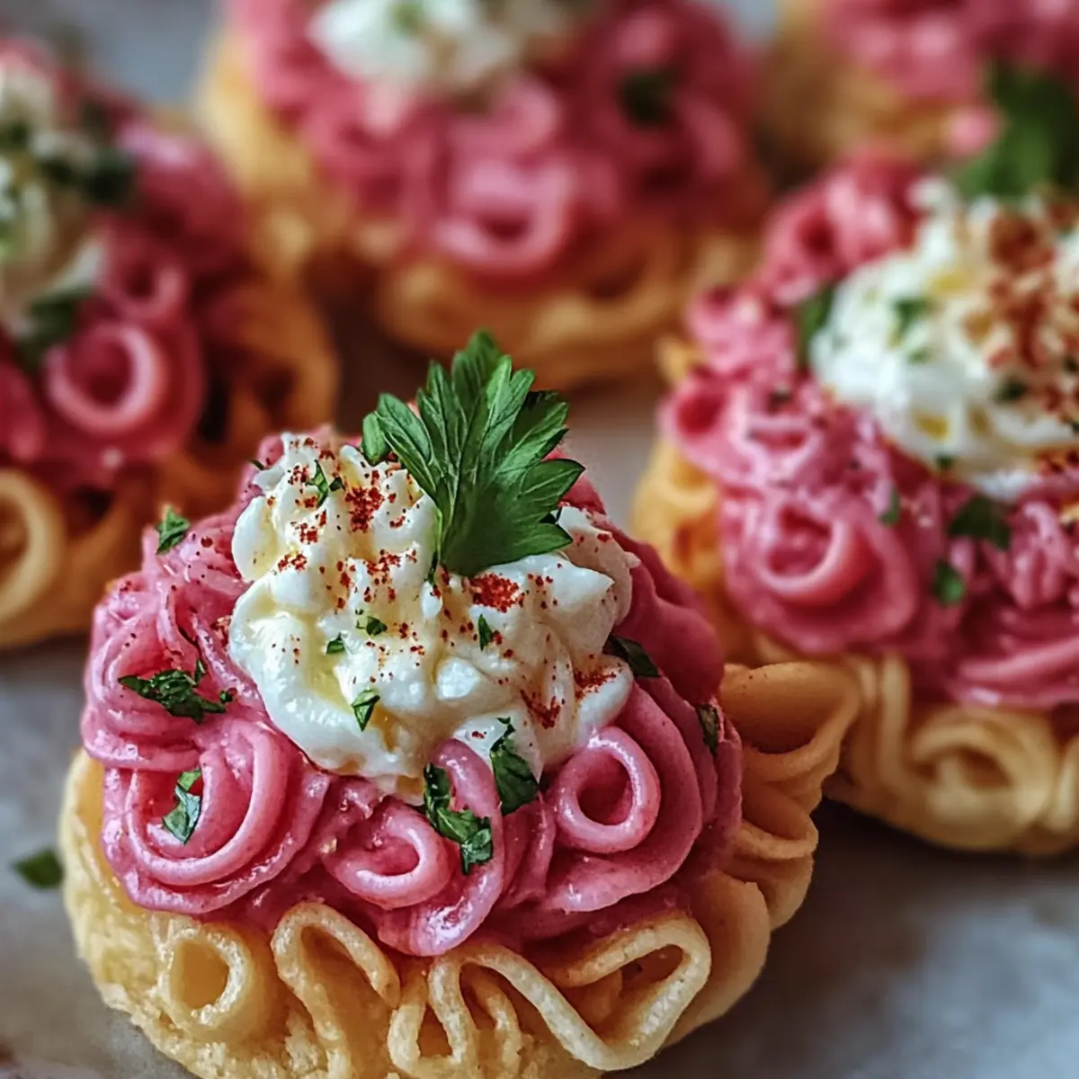 Pink Pasta Salad Cups