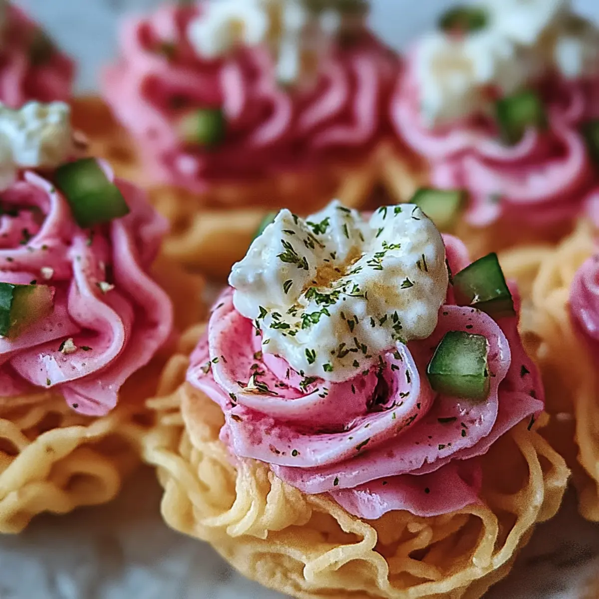 Pink Pasta Salad Cups