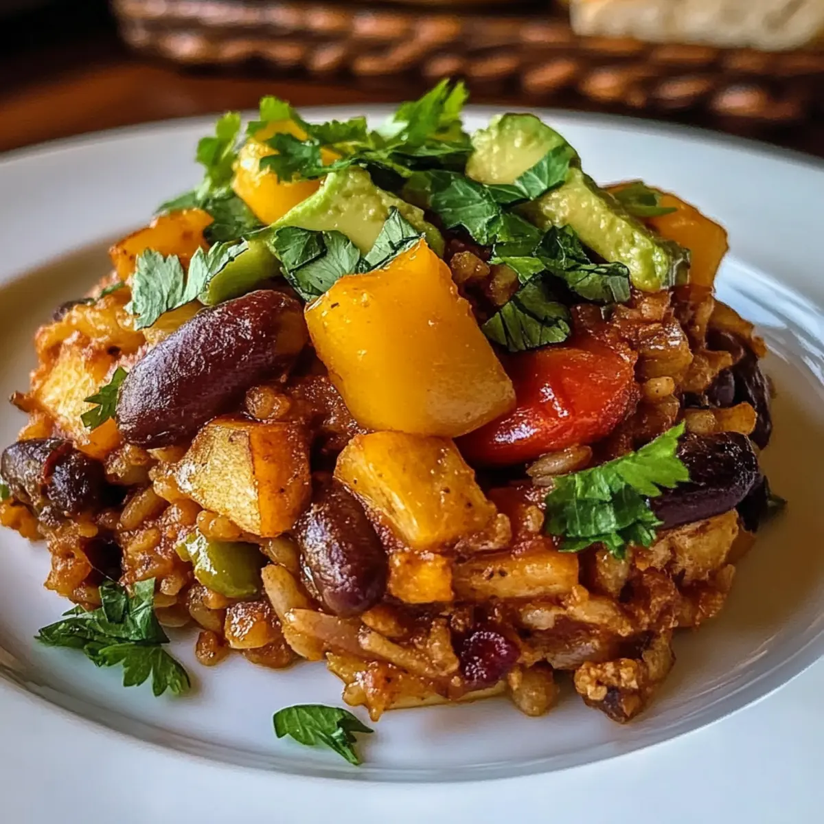 Rice and Bean Casserole with Sweet Potatoes