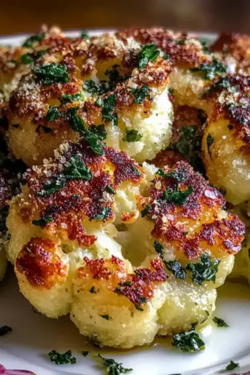 Savory Roasted Cauliflower with Parmesan and Pesto