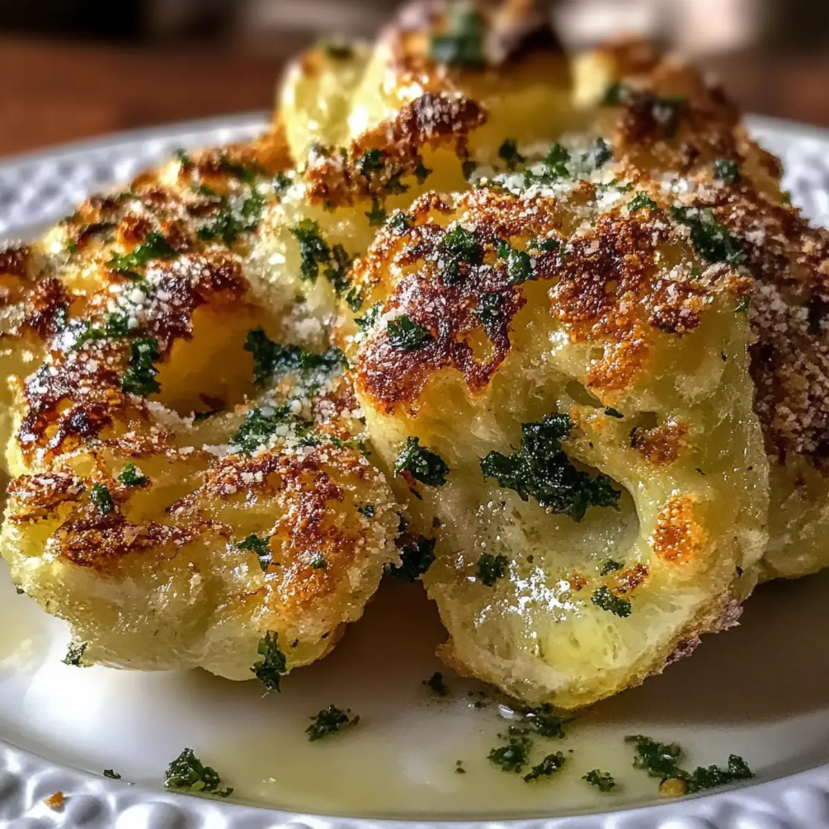 Savory Roasted Cauliflower with Parmesan and Pesto