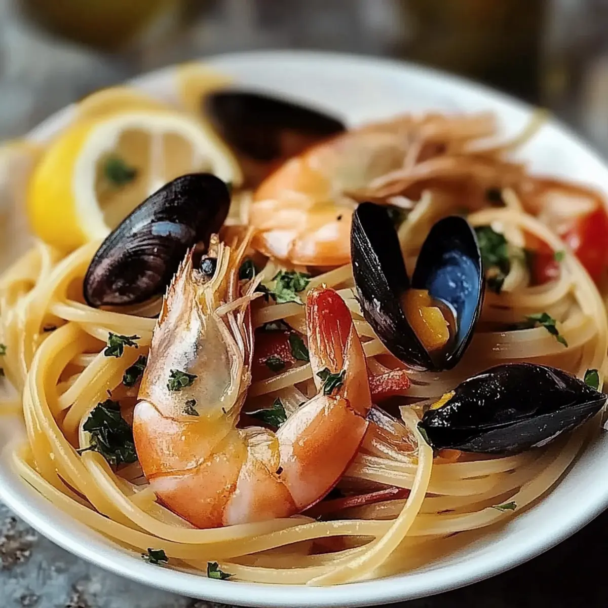 Seafood Pasta with Linguine, Shrimp, and Mussels