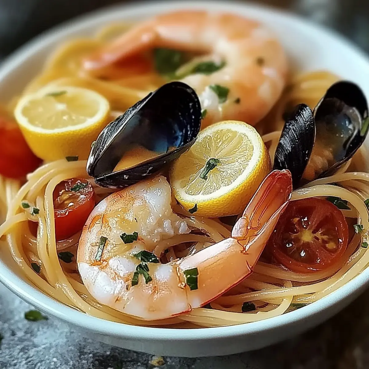 Seafood Pasta with Linguine, Shrimp, and Mussels